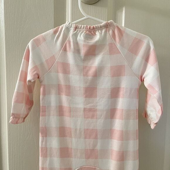 Mud Pie Fruit Applique Sleeper Footie Pink Gingham Girls Size 6-9 Months NWT - Picture 9 of 10